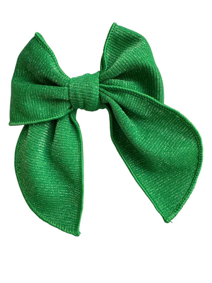 Green Shimmer Hair Bows for Girls - 5" Glitter Alligator Clip Bows