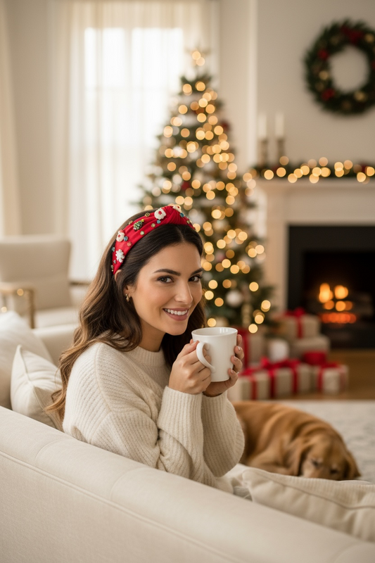 Rhinestone Christmas Holiday Headband - Festive Holiday Hair Accessories for Girls & Women