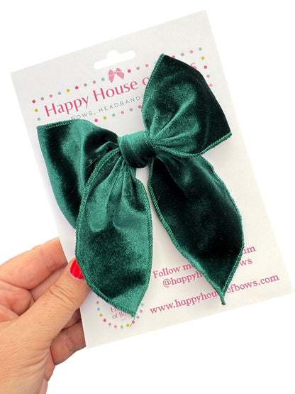 Velvet Holiday Hair Bows - Christmas Bows with Alligator Clip in Red, Green, or Pink