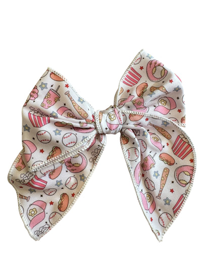 Baseball Hair Bows for Girls - Pink Sports Bow with Alligator Clip for Game Day
