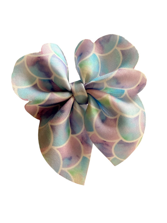 Mermaid Scales Bubble Hair Bow for Girls | Neoprene Kids Hair Bow Clip