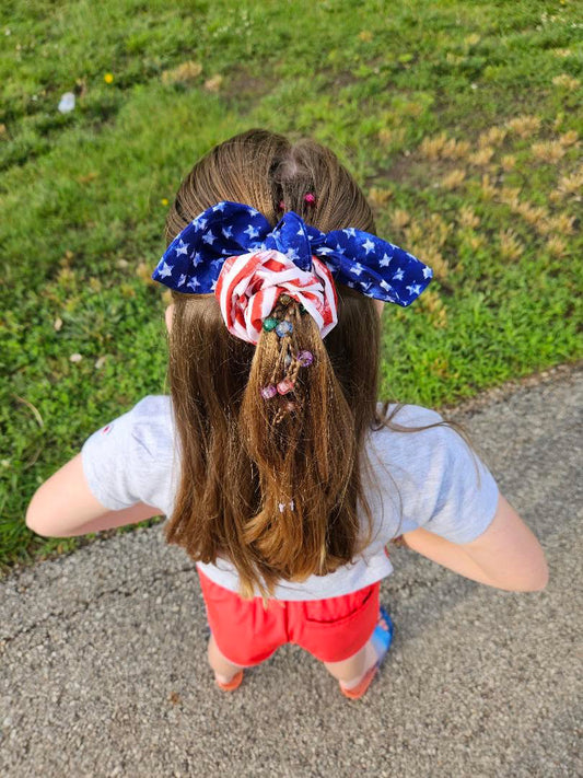 Stars & Stripes Scrunchie – Patriotic 4th of July Scrunchie for Girls & Women