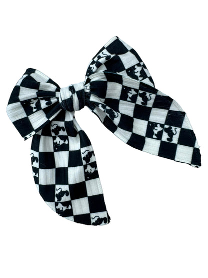 *Black Checkered Mouse Kiss Hair Bow