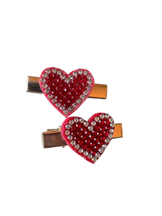 Rhinestone Heart Hair Clips - Valentine's Clips