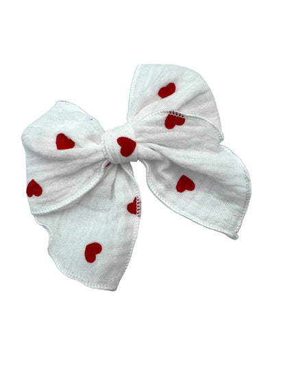 *Hearts Muslin Hair Bows