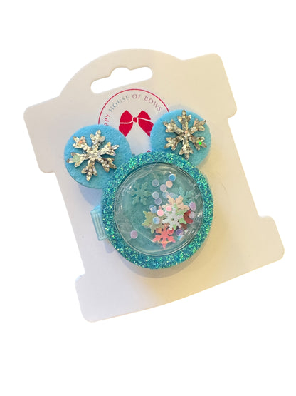 Mouse Snowflake Shaker Clips - Christmas Interactive Hair Clips with Confetti