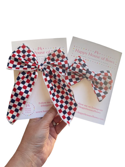 *Red & Blue Checkered Hair Bows
