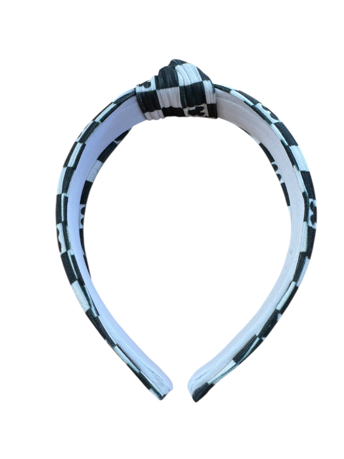 Black Checkered Mouse Headband - Knotted Headband for Girls