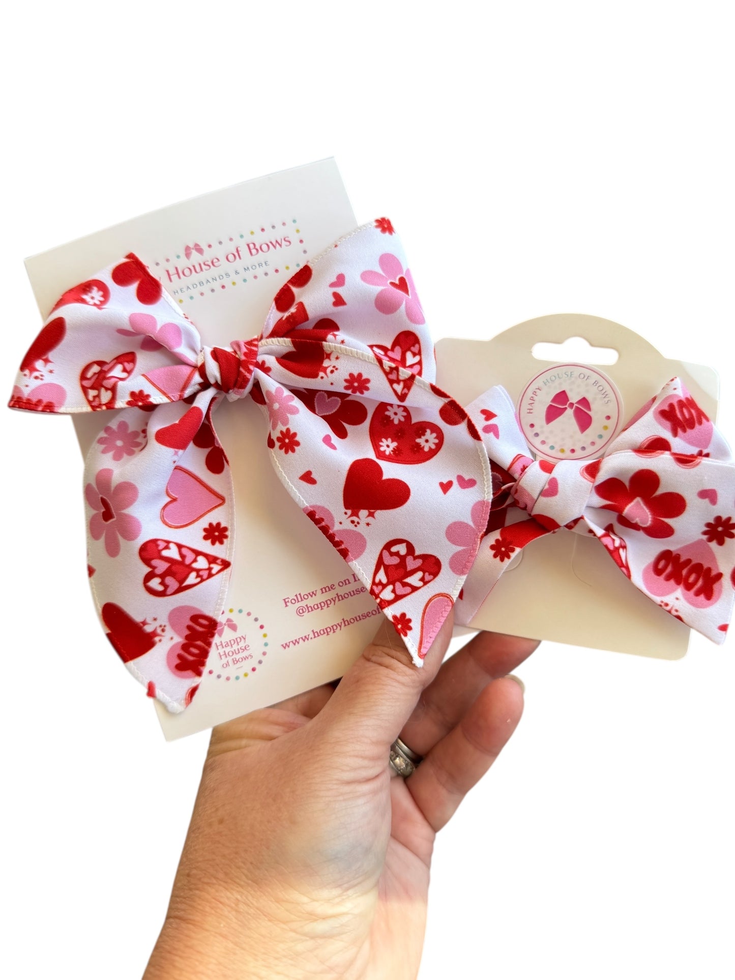Love and Hearts Hair Bows - Valentine's Day Hair Bows for Girls
