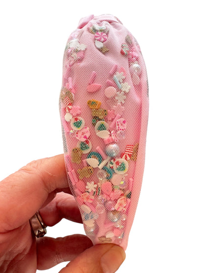 Pink Christmas Shaker Headband - Peppermint Knotted Headband