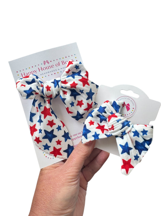 *Red & Blue Stars Hair Bows