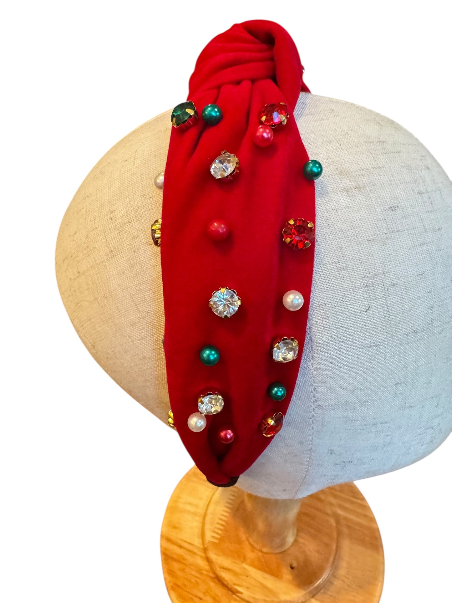 Pearl & Rhinestone Christmas Holiday Headband - Festive Holiday Hair Accessories for Girls & Women