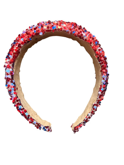 Patriotic Glitter Headband for Girls – Red White & Blue 4th of July Hair Accessory