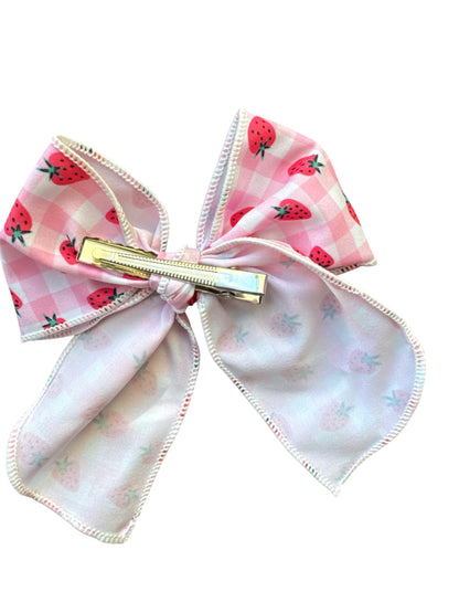 Strawberry Hair Bows for Girls - Pink Fruit Bow Clips & Headbands for Toddlers