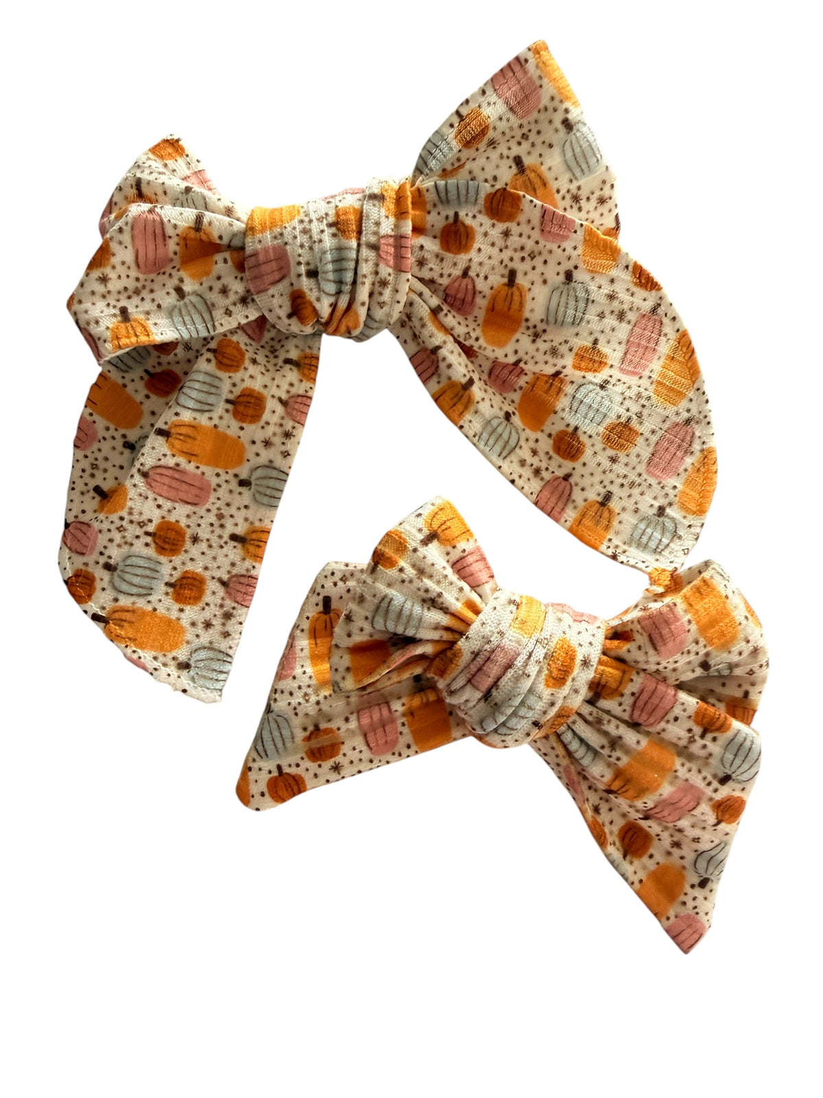 Fall Pumpkin Print Hair Bow for Girls – Autumn Hair Bow & Headband