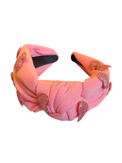 Glitter Hearts Tie Knot Headband - Valentine's Day Headband for Girls