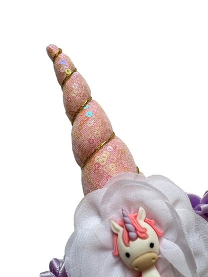 Unicorn Headband for Girls - Purple Pink Flower Headband for Kids