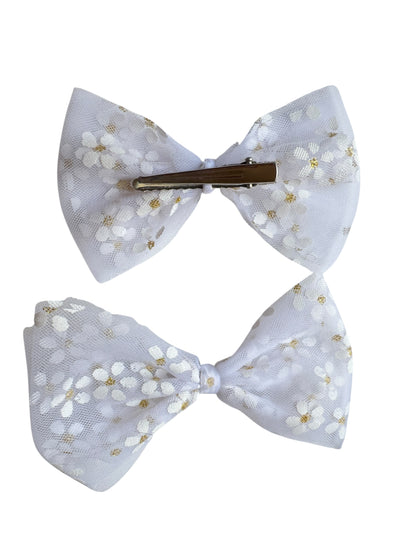 Daisy Tulle Hair Bows for Babies & Toddlers | Spring Flower Hair Accessories