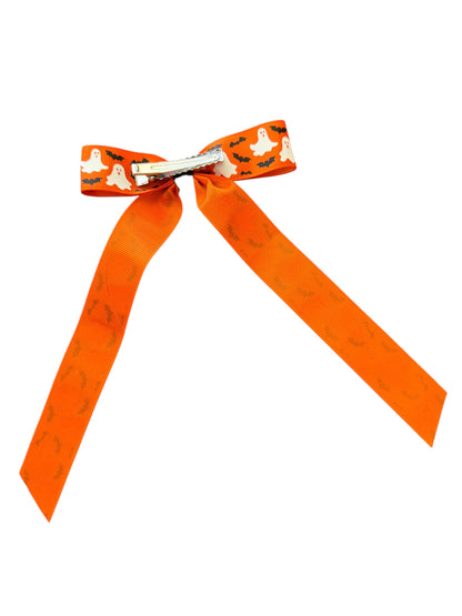 Glow-in-the-Dark Ghost Ribbon Hair Bow – Halloween Hair Accessories for Kids