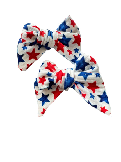 *Red & Blue Stars Hair Bows