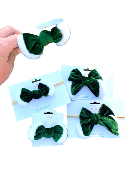 *Green Velvet Santa Hair Bows