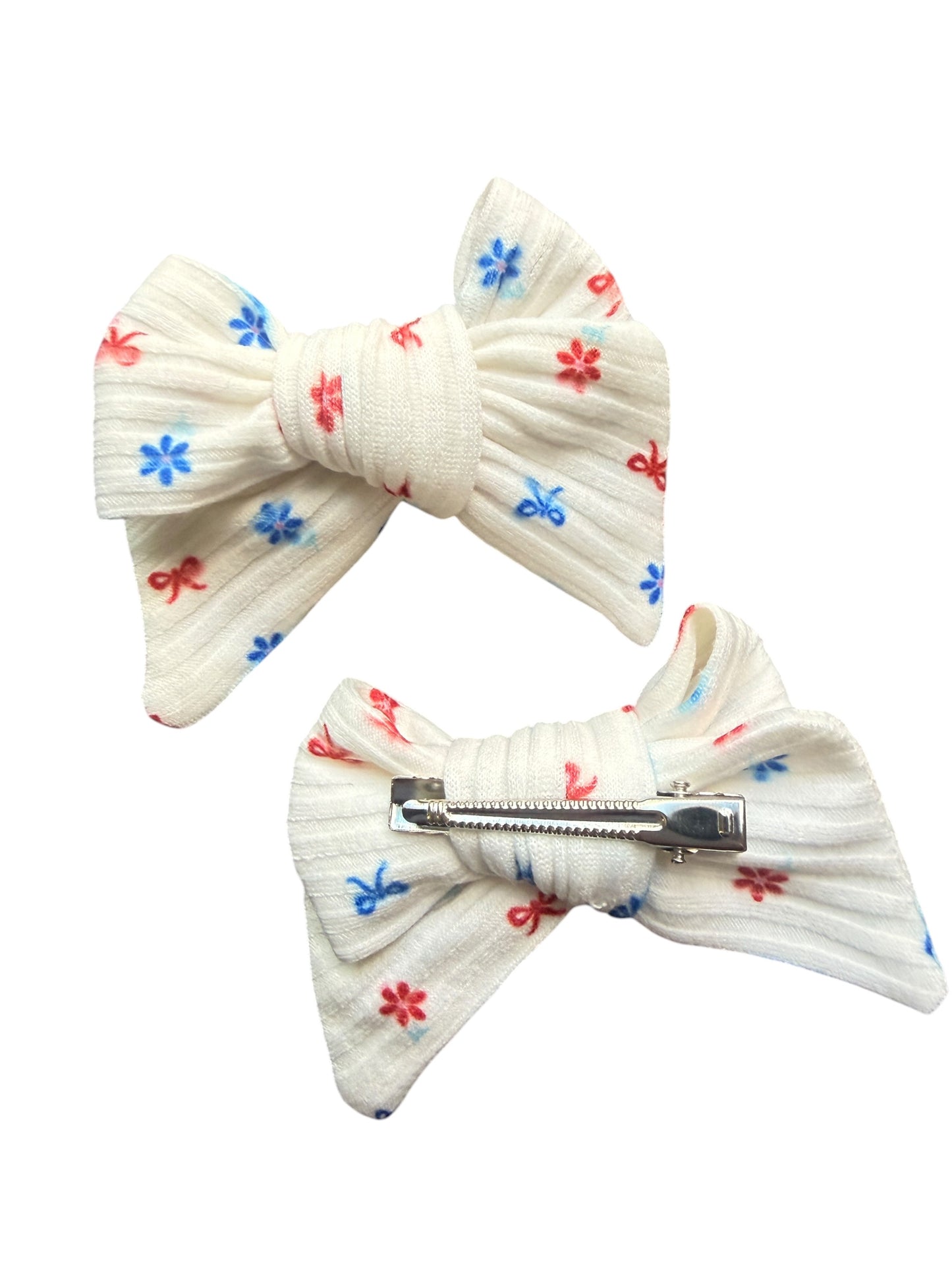 Patriotic Bows & Flowers Hair Bows for Girls & Babies | Alligator Clip or Nylon Headband | 4th of July