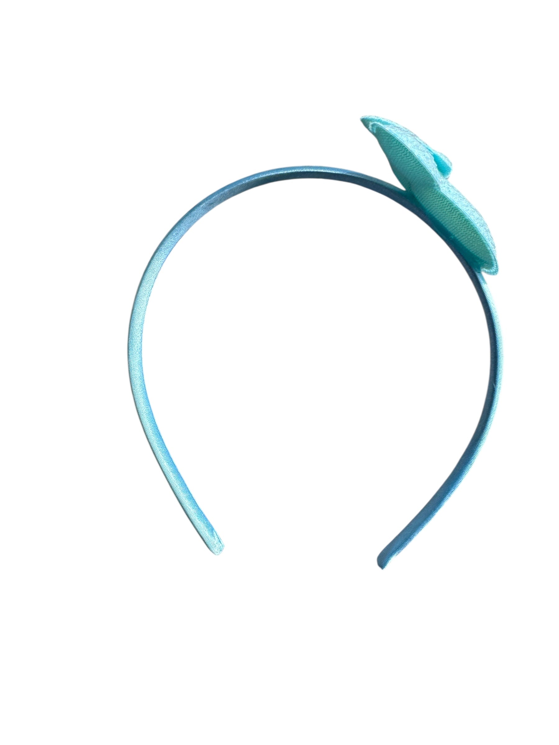 Blue headband with a decorative element on a white background