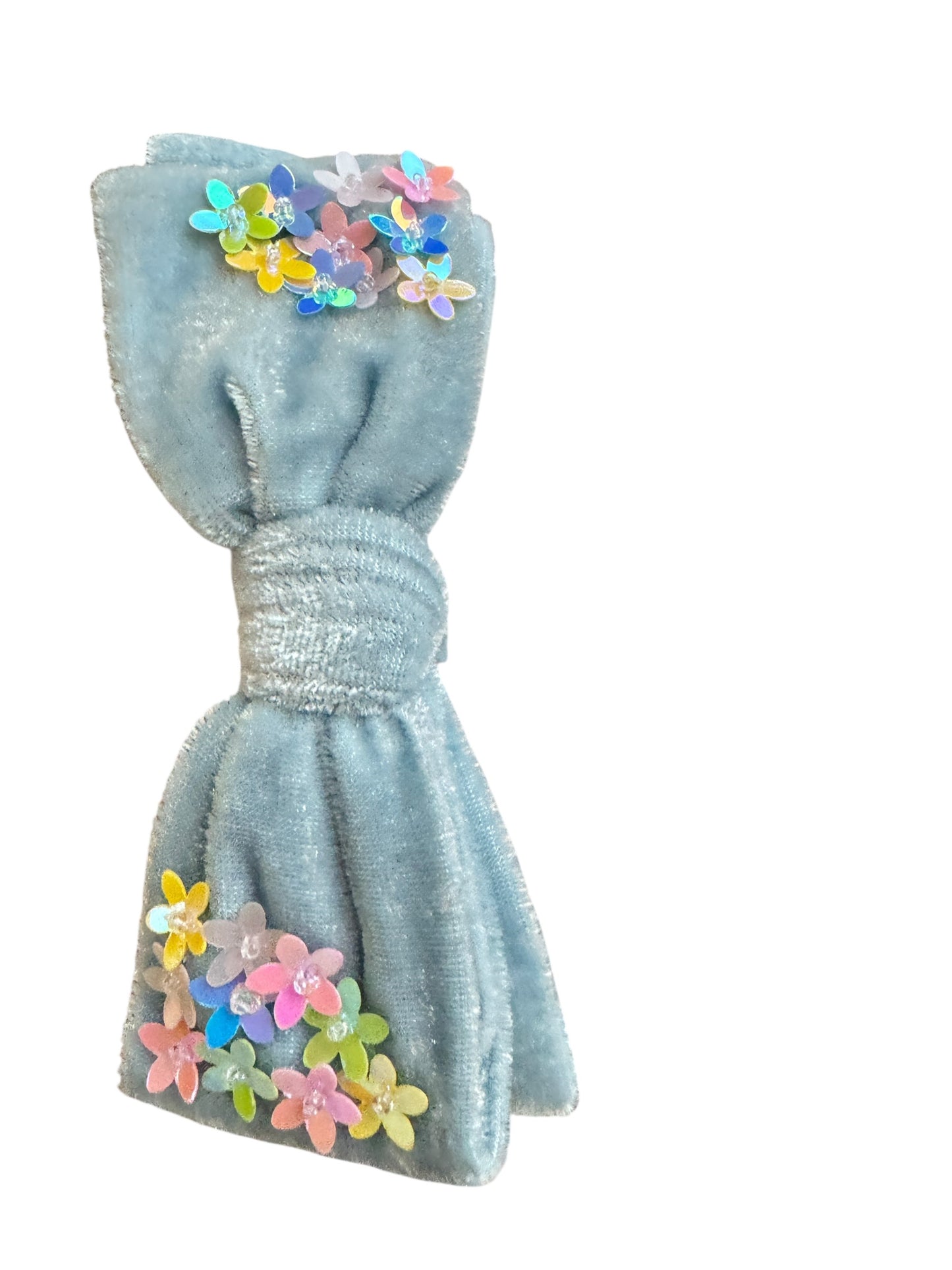 Velvet Bow Headband with Sequin Flowers - Girls & Women Hair Accessory
