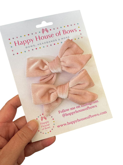 Mini Velvet Pigtail Sets - Matching Hair Bow Pairs