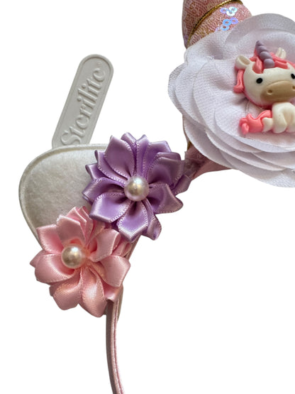 Unicorn Headband for Girls - Purple Pink Flower Headband for Kids