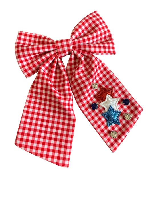 *Red Gingham Patriotic Bows