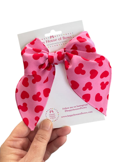 Pink & Red Valentine's Day Mouse Hair Bows