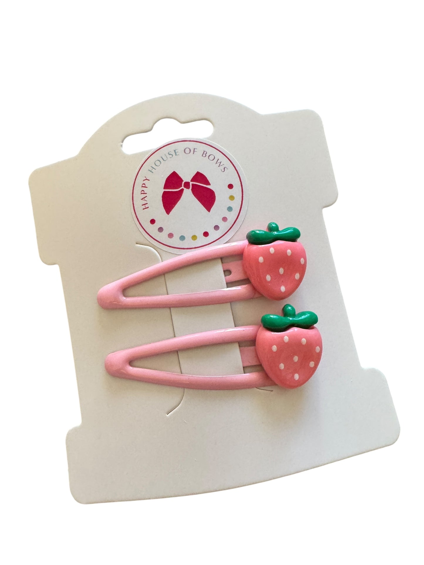 Strawberry Hair Clips for Toddlers - Pink Snap Clips for Baby Girls