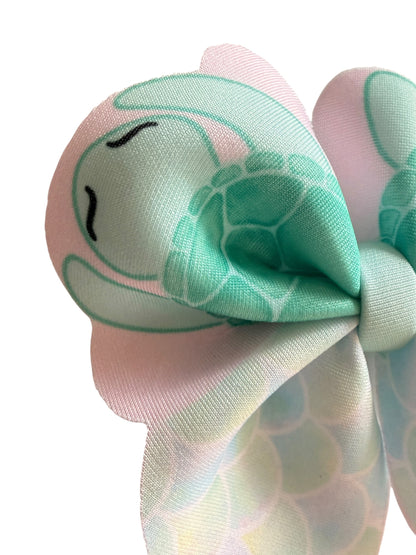Turtle Bubble Hair Bow for Girls | Neoprene Kids Hair Bow Clip