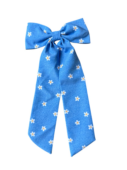 Denim Daisy Hair Bows for Girls – Large Floral Bows with Alligator Clip