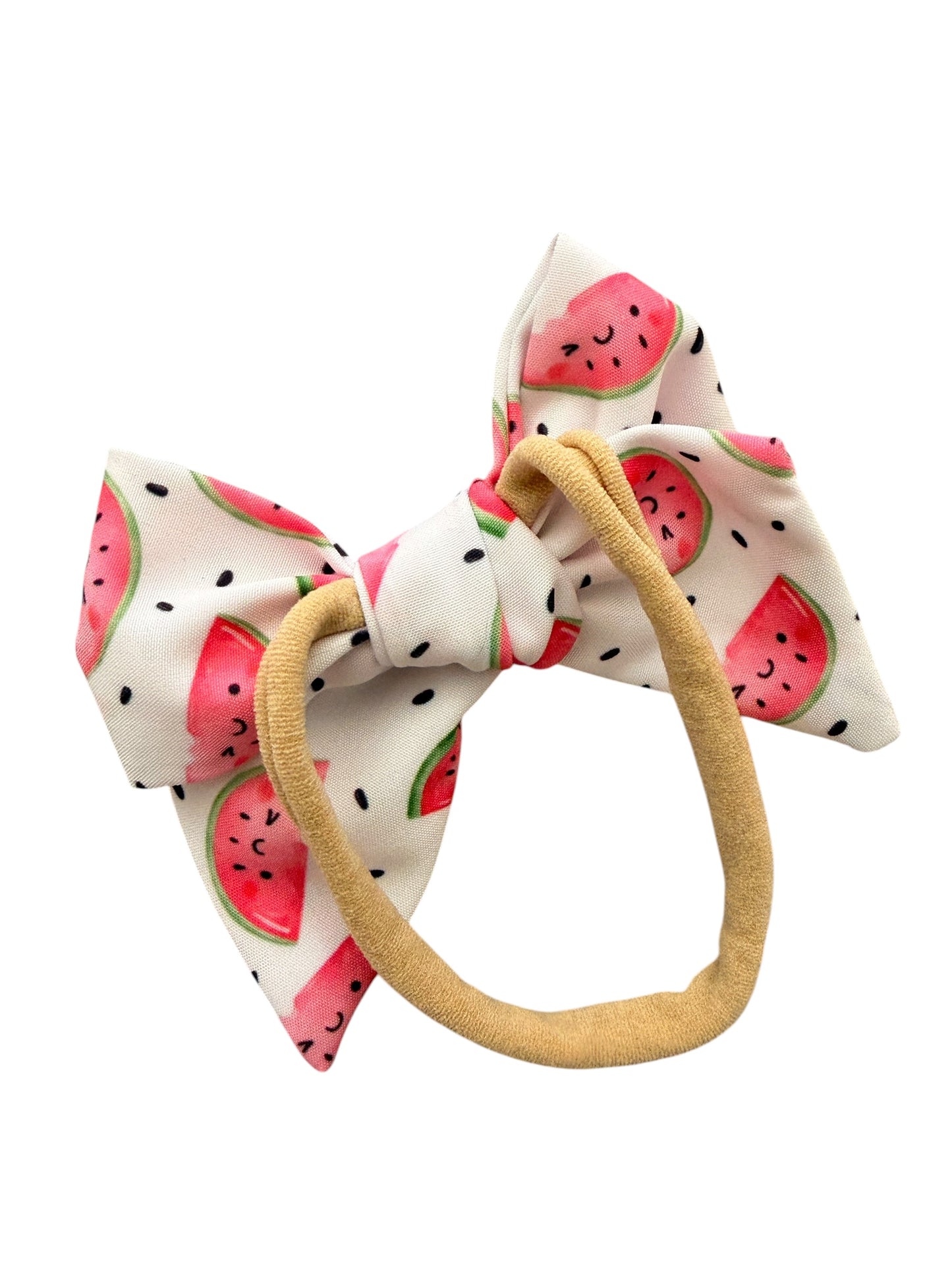 Pink Watermelon Hair Bow for Girls | Summer Alligator Clip & Pigtail Set