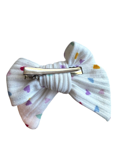 Rainbow Hearts Hair Bow - Valentine's Day Hair Bow for Girls