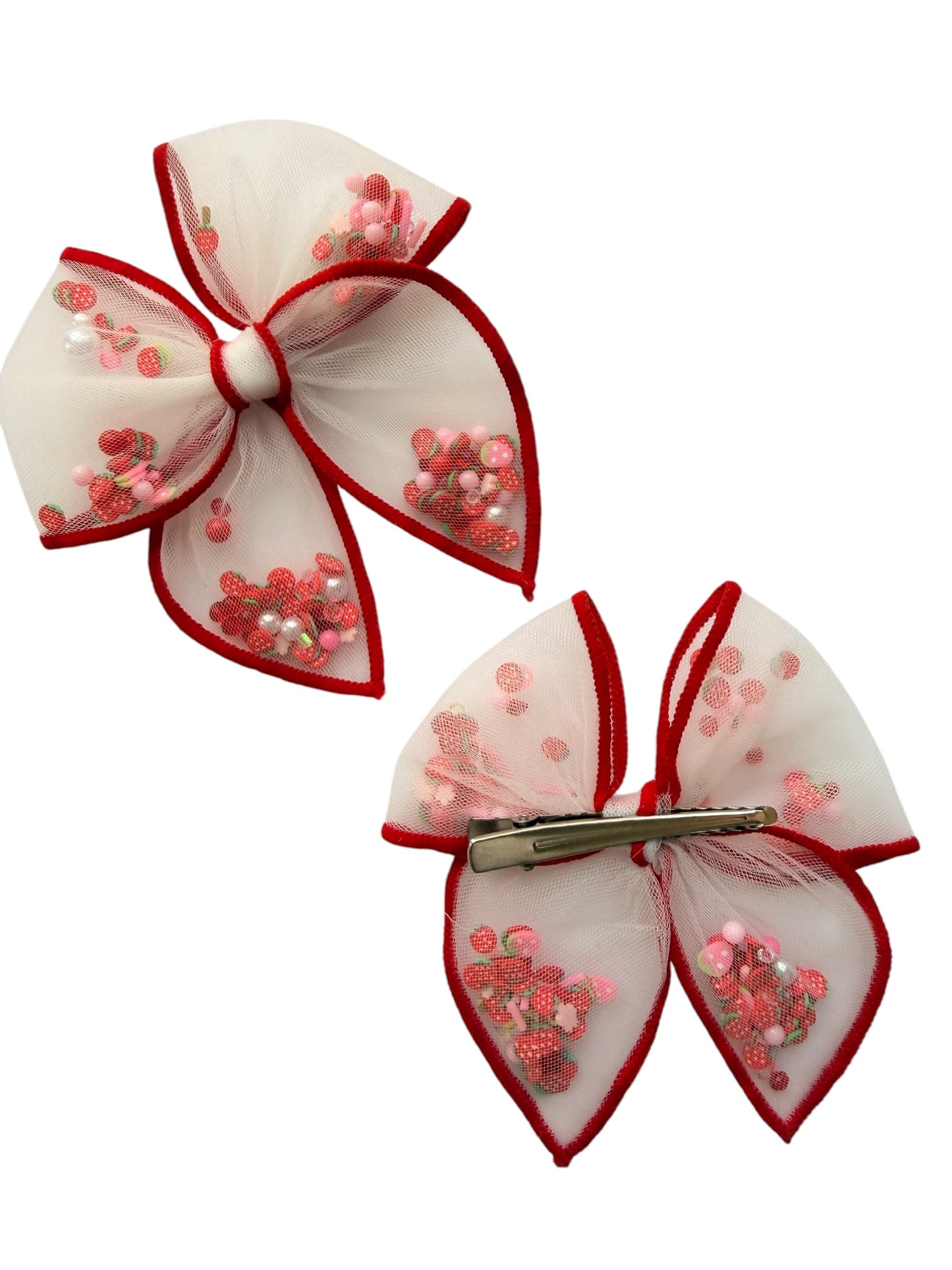 Red Strawberry Shaker Hair Bows