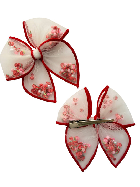 Red Strawberry Shaker Hair Bows