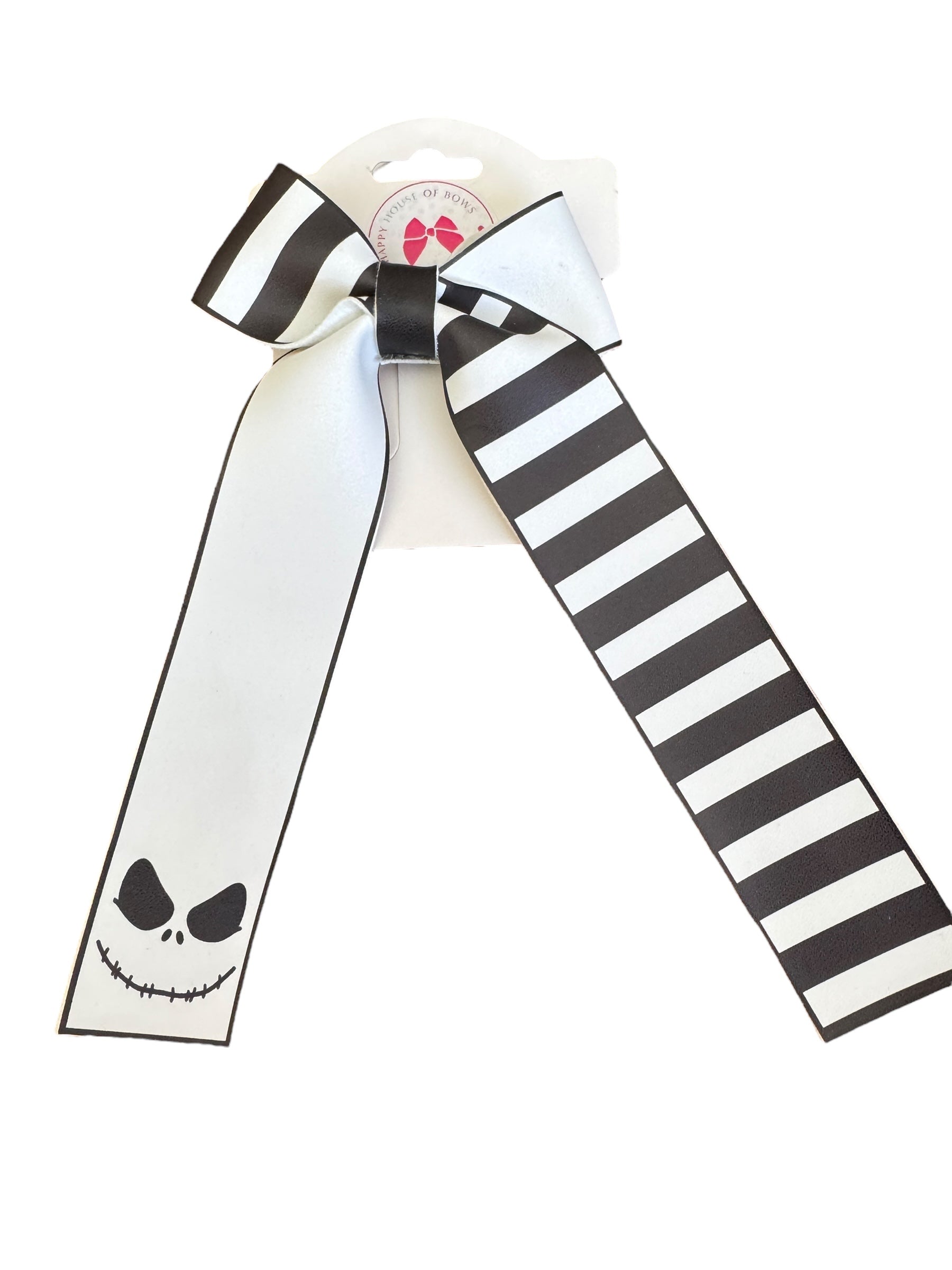 skeleton and striped hair bow