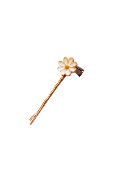 White Daisy Flower Bobby Pins for Girls
