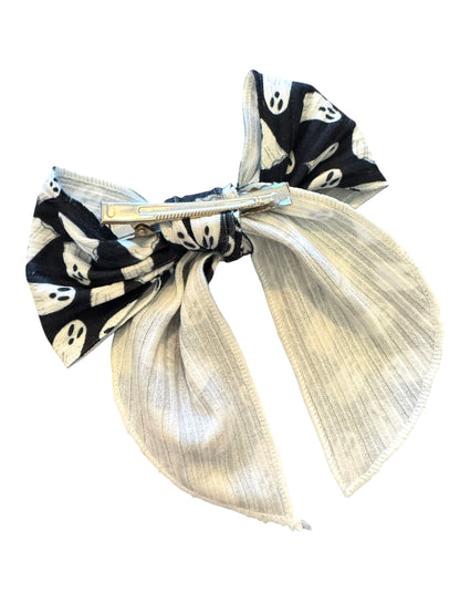 Hair bow with ghost pattern on a white background