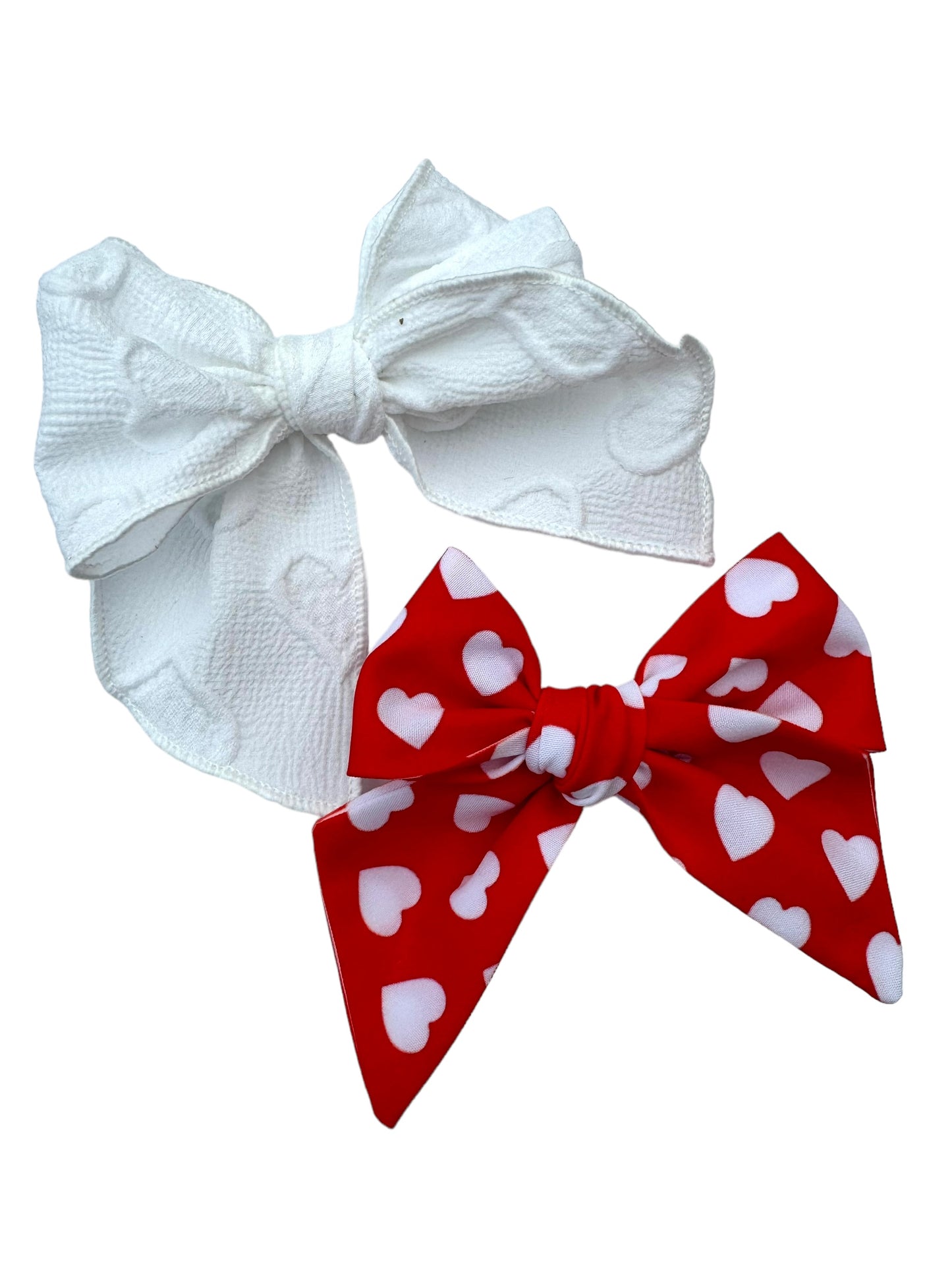 *Red and White Hearts Hair Bows