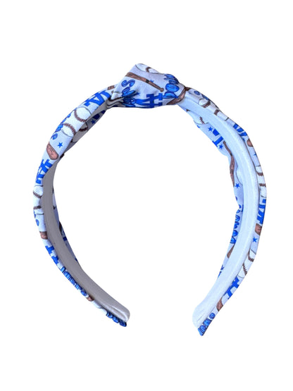 Dodger Baseball Tie Knot Headband for Girls Knotted Game Day Accessory