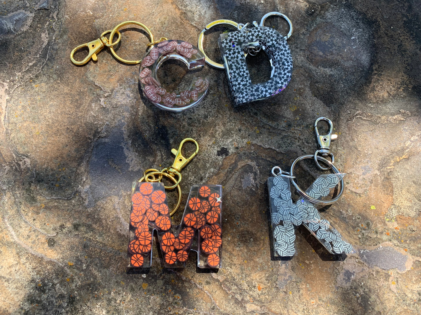 Football Resin Letter Keychains