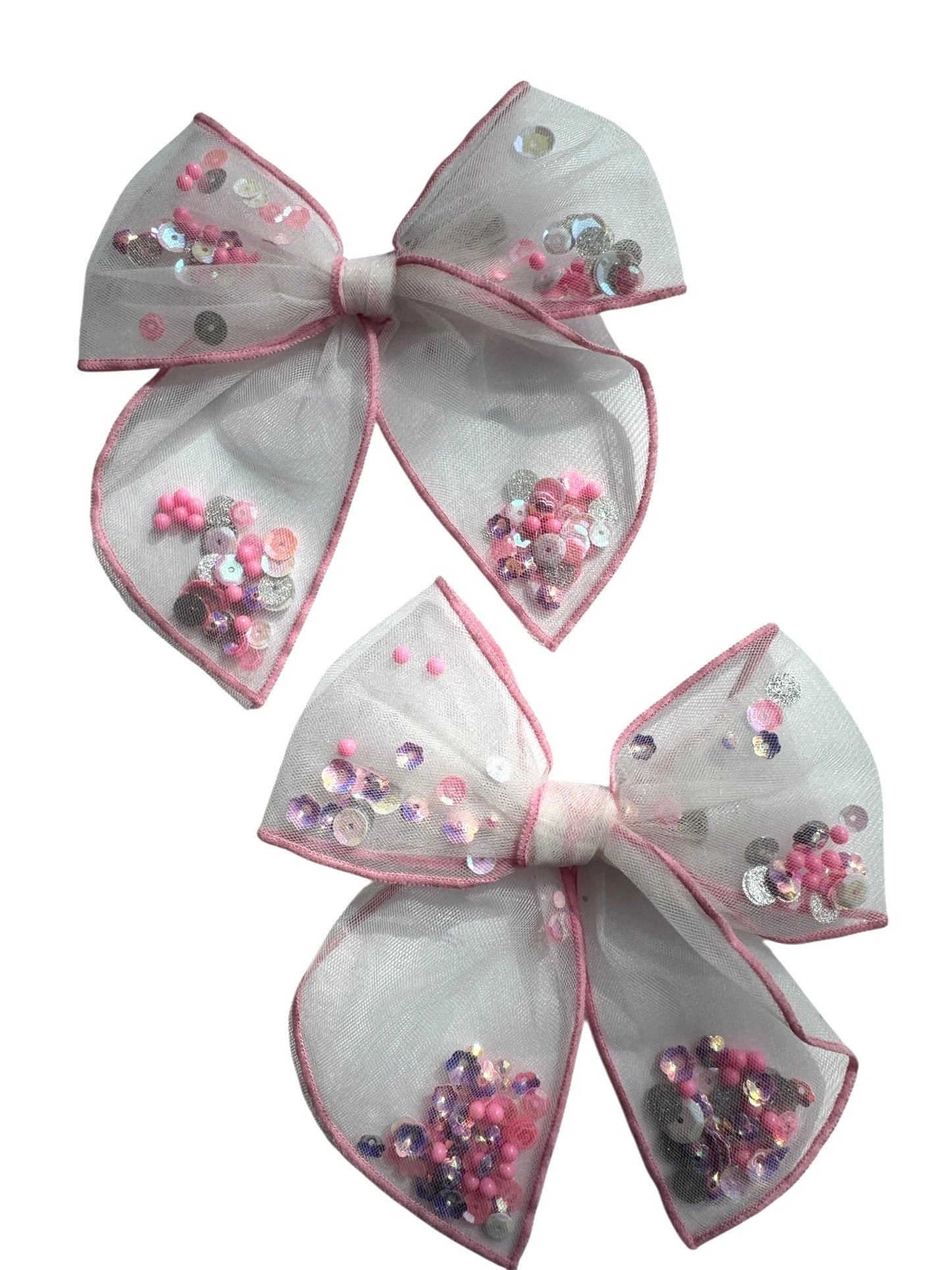 Pink Glitter Shaker Hair Bows - Confetti Bow for Girls