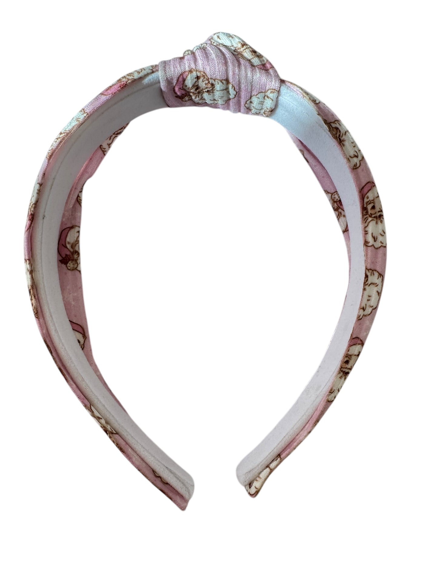 Vintage Pink Santa Knotted Headband - Christmas Holiday Headbands