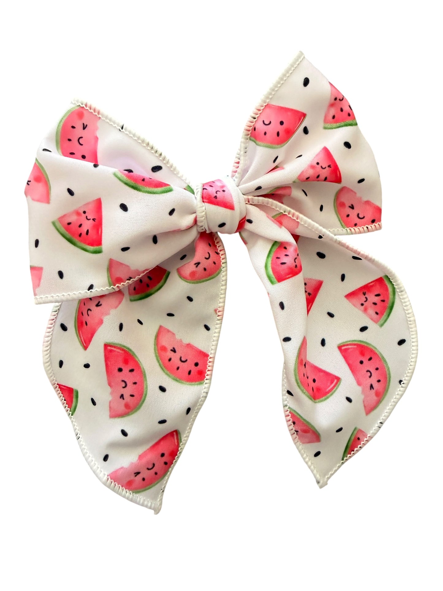 Pink Watermelon Hair Bow for Girls | Summer Alligator Clip & Pigtail Set