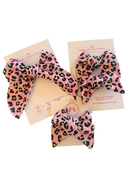 Hot Pink Leopard Print Hair Bow – Girls Hair Bow with Alligator Clip