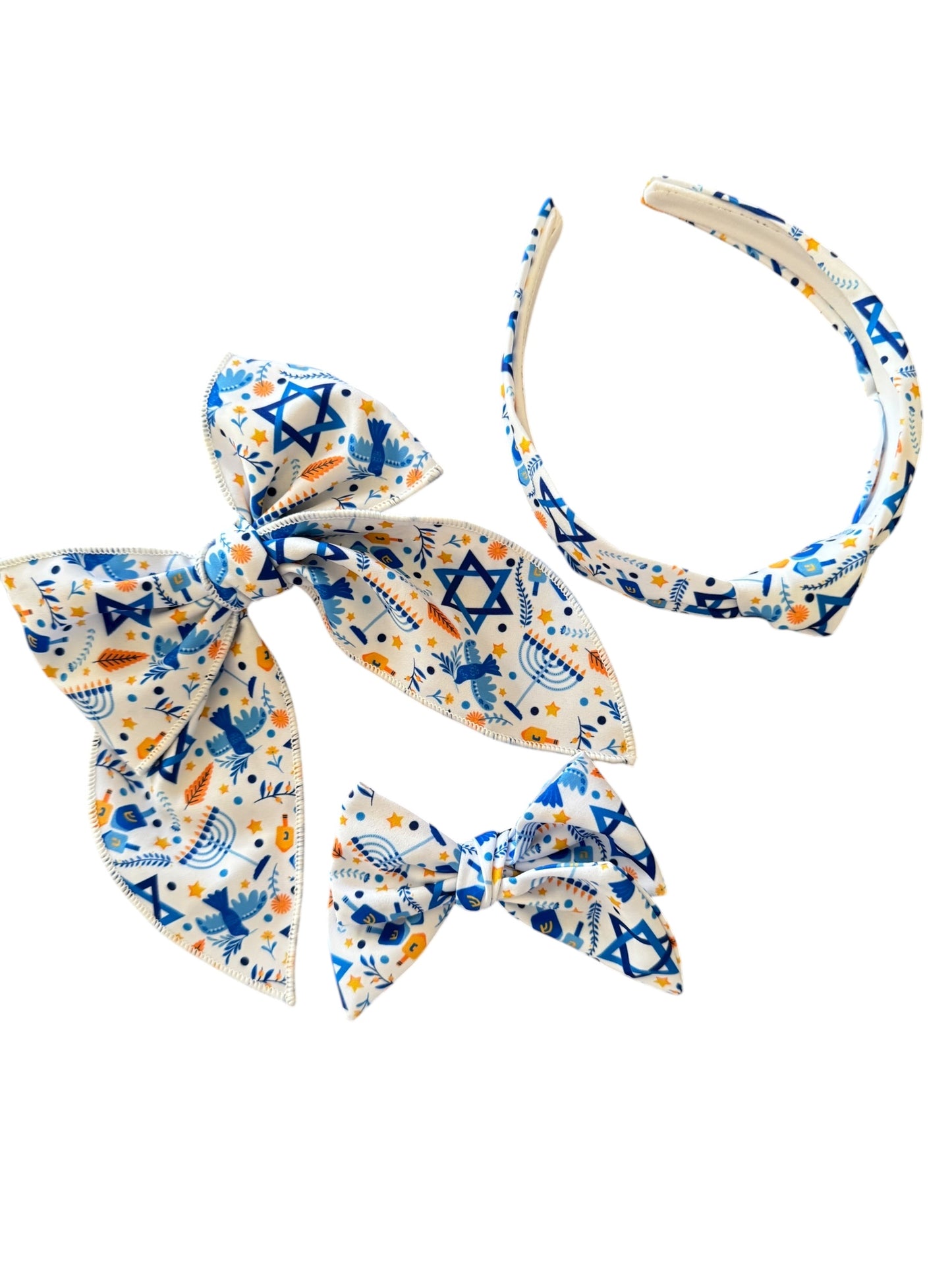 Hanukkah Hair Bows - White Holiday Accessories